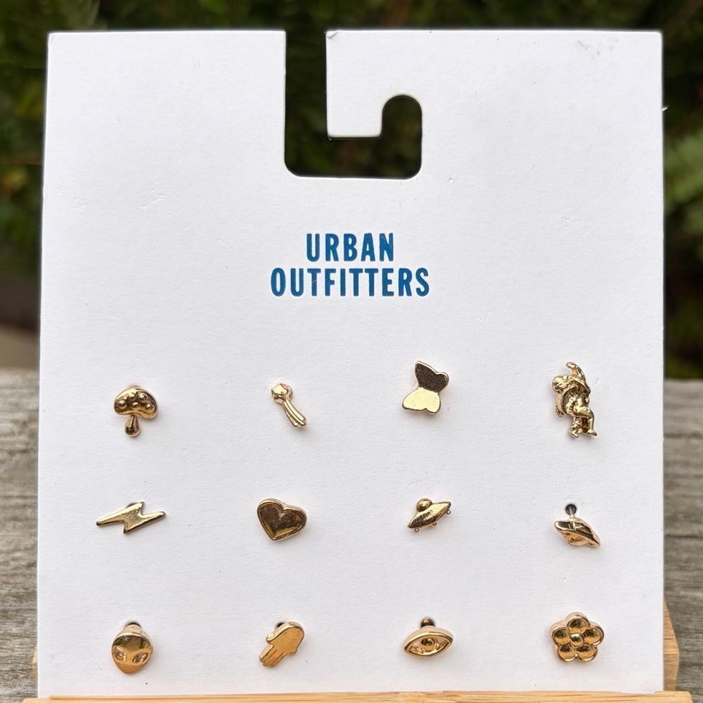 NWT New Urban Outfitters UO Gold Stud Icon Earring Set 12 earrings Mix & Match